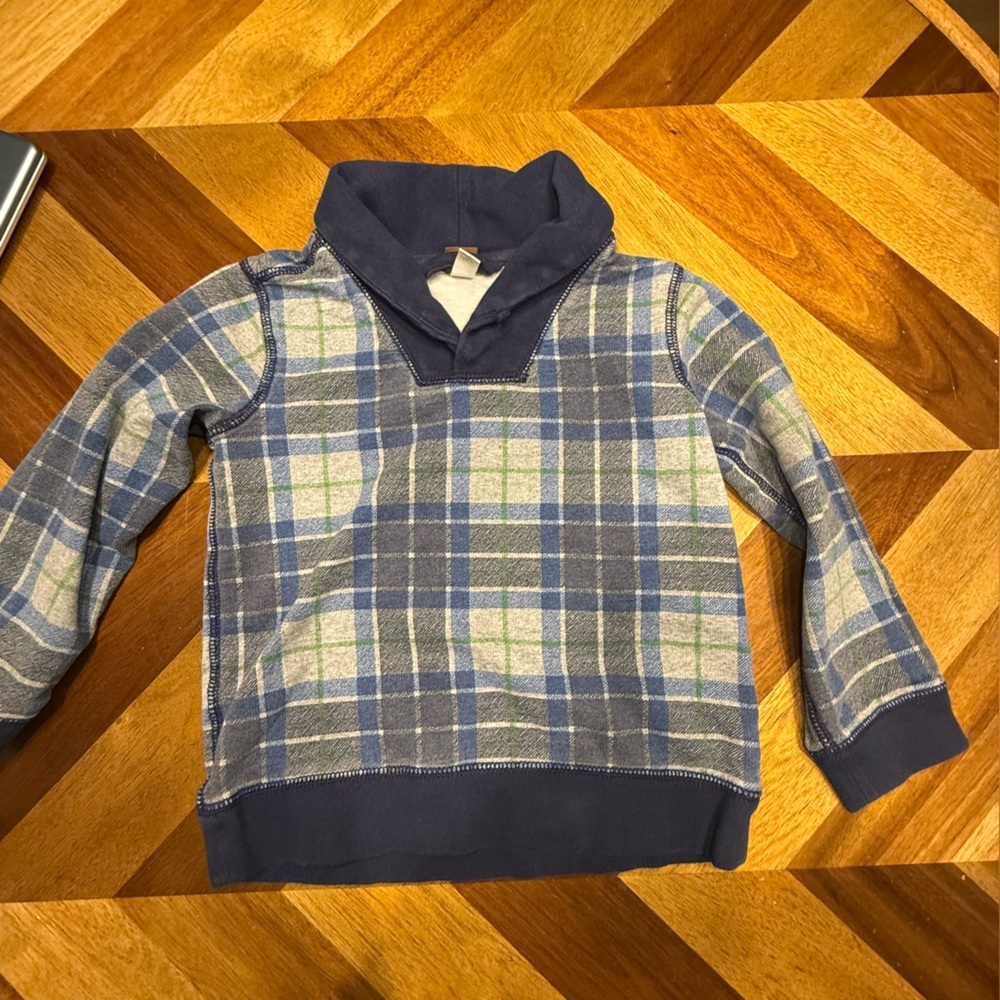 Tea Collection Blue and Green Plaid Kids long sleeve